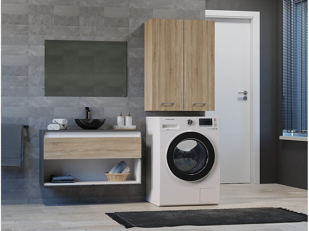 Szafka Pola MINI DD | Dąb Sonoma | 64x30x90 cm |  Szafka Łazienkowa Wisząca