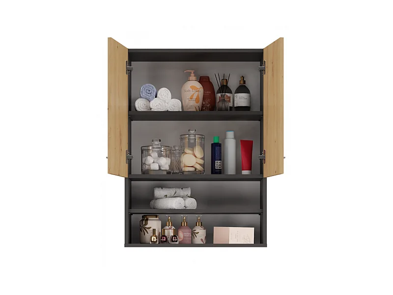 Szafka Pola MINI DK | Antracyt/Dąb Artisan | 64x30x90 cm | Szafka Łazienkowa  Wisząca