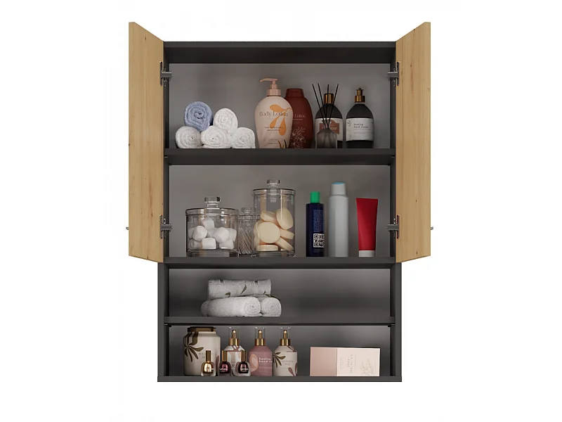 Szafka Pola MINI DK | Antracyt/Dąb Artisan | 64x30x90 cm | Szafka Łazienkowa  Wisząca