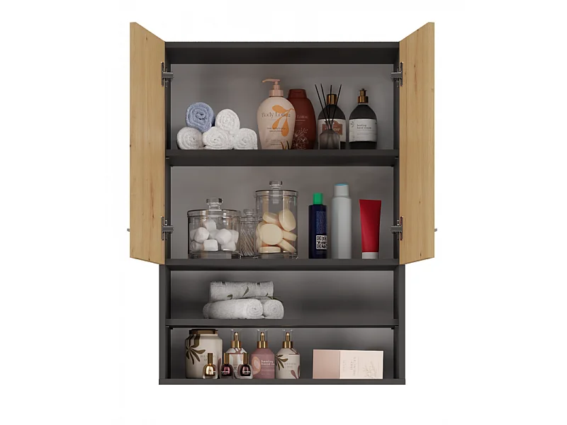Szafka Pola MINI DK | Antracyt/Dąb Artisan | 64x30x90 cm | Szafka Łazienkowa  Wisząca