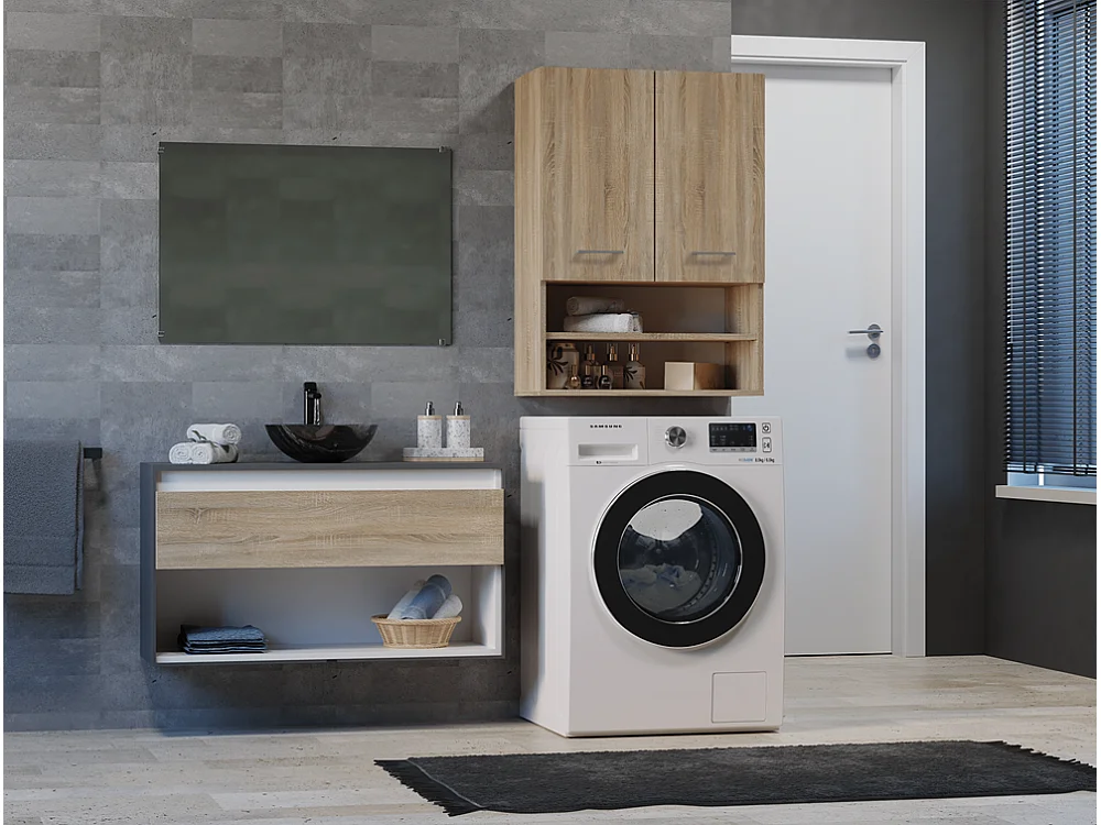 Szafka Pola MINI DK |  Dąb Sonoma | 64x30x90 cm | Szafka Łazienkowa  Wisząca