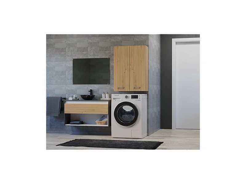 Szafka Pola MINI DD | Dąb Artisan | 64x30x90 cm |  Szafka Łazienkowa Wisząca