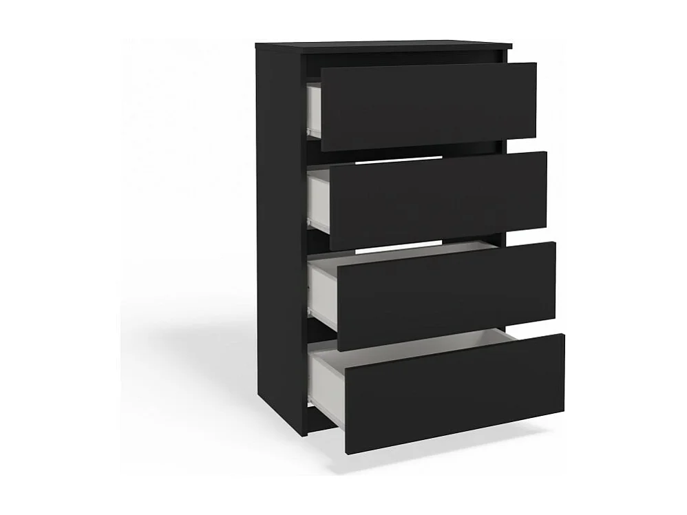 Komoda Malwa M4 | Czarna | 70x40x97 cm | Nowoczesna 4 Szuflady