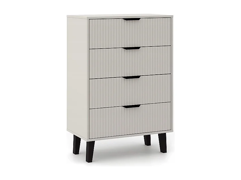 Komoda Scandi 4S Slim | Kaszmir | 70x39x102,5 cm |Ryflowane Fronty