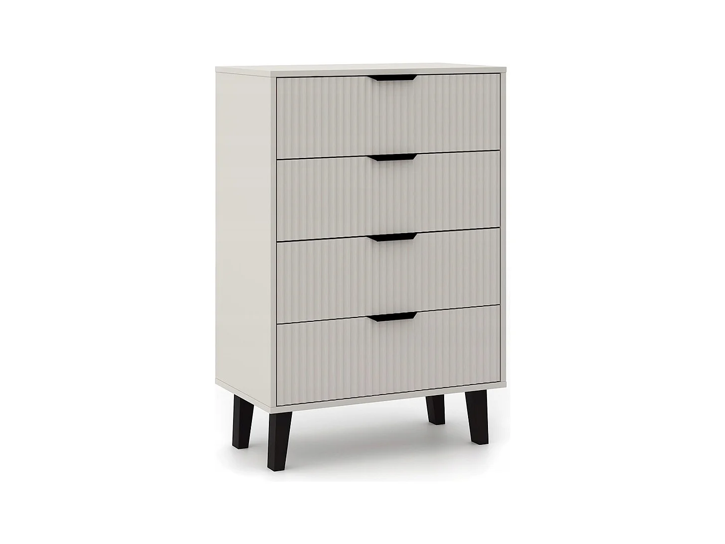 Komoda Scandi 4S Slim | Kaszmir | 70x39x102,5 cm |Ryflowane Fronty