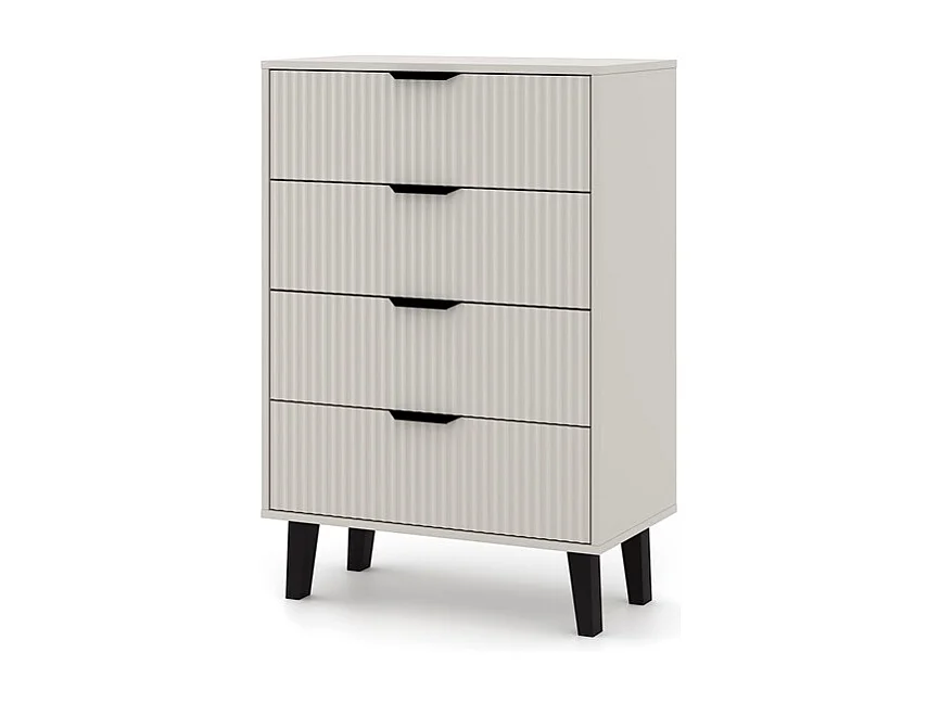 Komoda Scandi 4S Slim | Kaszmir | 70x39x102,5 cm |Ryflowane Fronty