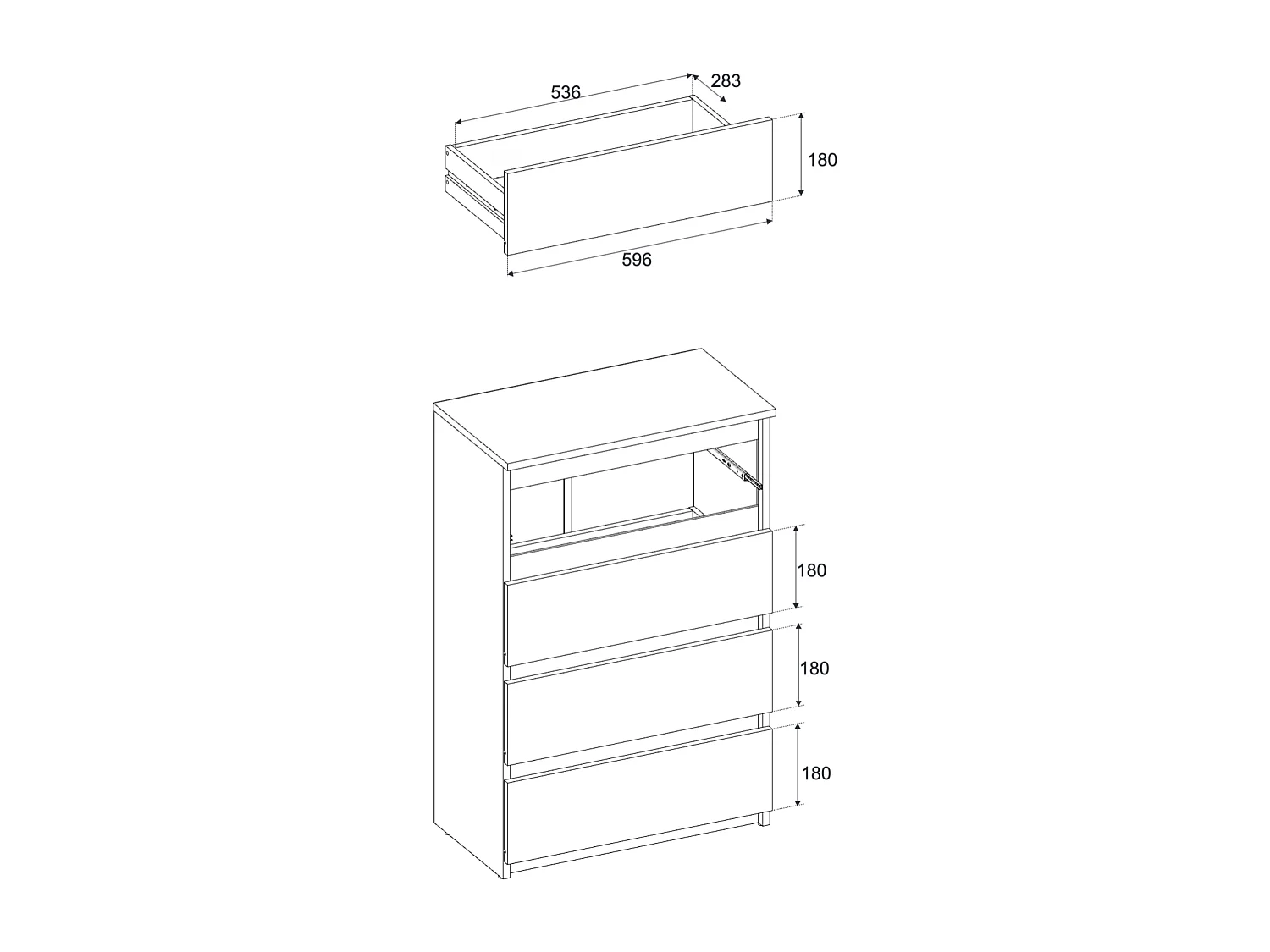 Commode à Tiroirs Noire Chêne Wotan 60 cm Meuble TV Spacieux 4 Tiroirs Style Loft