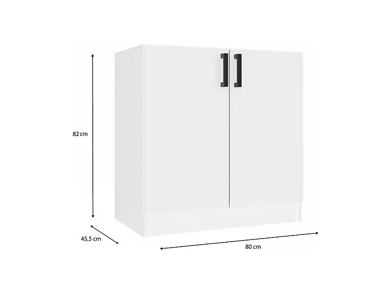 JASPER – Küchenunterschrank im skandinavischen Stil – 80 x 45,5 x 82 cm – 2 Türen