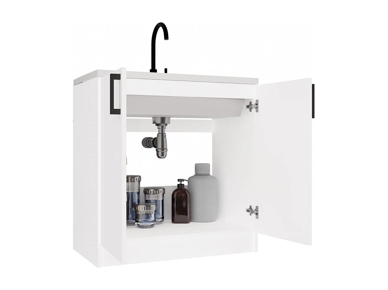 JASPER - Mobile da cucina basso in stile scandinavo - 80x45,5x82 cm - 2 ante