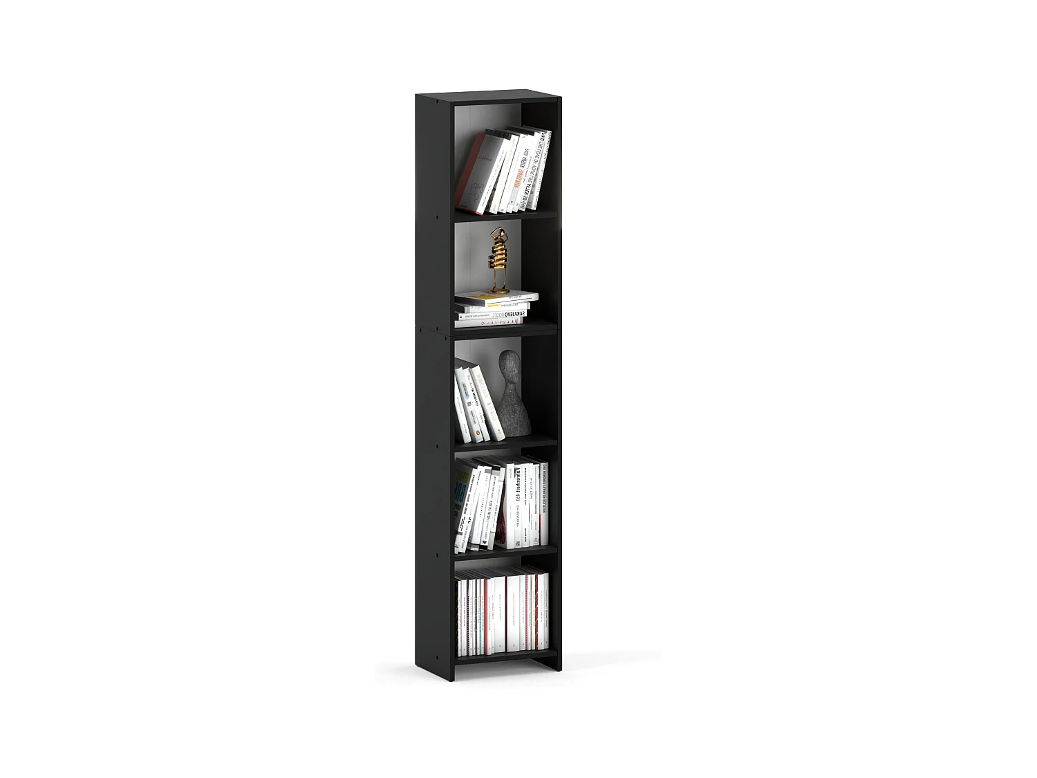 Bibliothèque -Étagère multifonction Noir 5 niveaux 40X30x189cm – Pour livres, jouets et accessoires de bureau