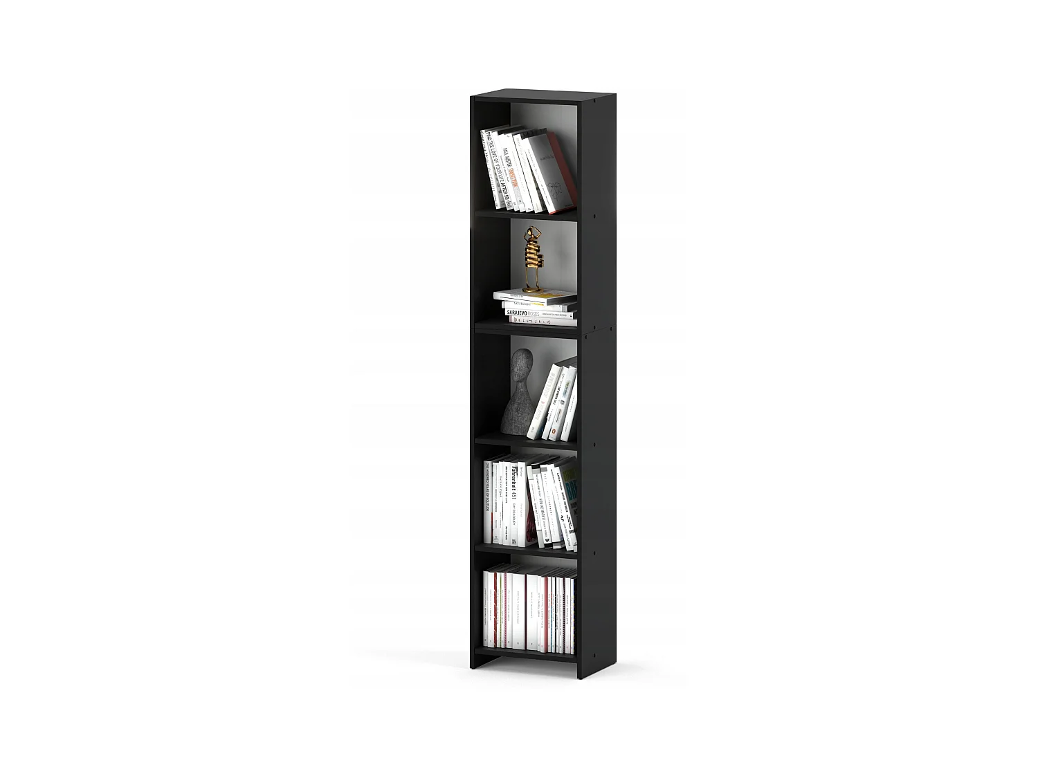 Bibliothèque -Étagère multifonction Noir 5 niveaux 40X30x189cm – Pour livres, jouets et accessoires de bureau