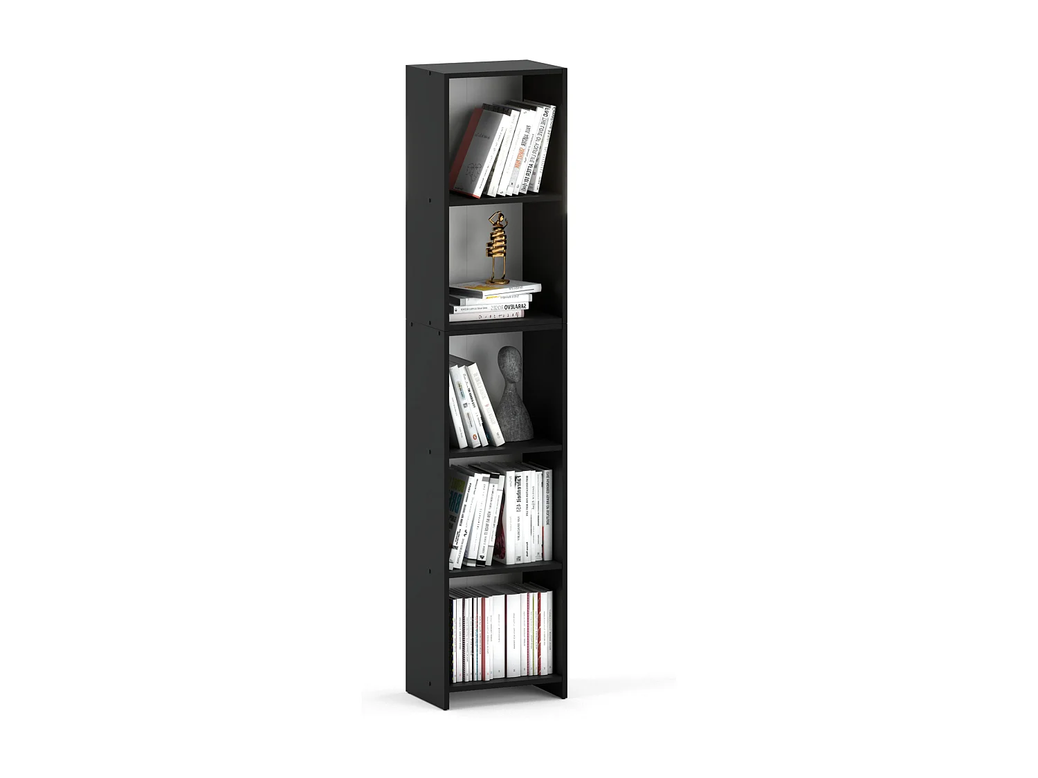 Bibliothèque -Étagère multifonction Noir 5 niveaux 40X30x189cm – Pour livres, jouets et accessoires de bureau