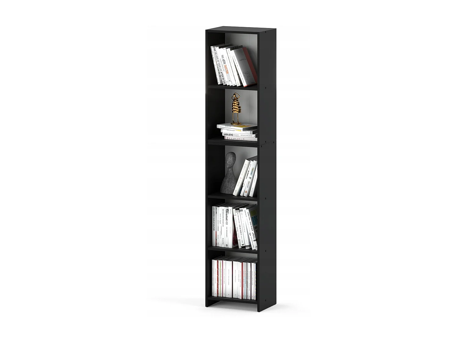 Libreria - Scaffale multifunzione nero a 5 livelli 40X30x189cm - Per libri, giocattoli e accessori da ufficio