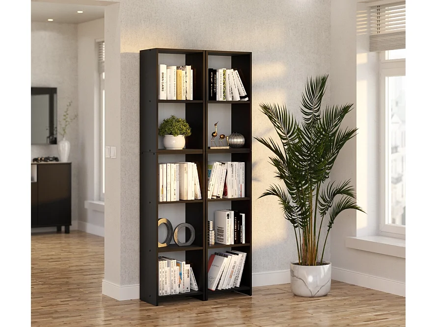 Libreria - Scaffale multifunzione nero a 5 livelli 40X30x189cm - Per libri, giocattoli e accessori da ufficio