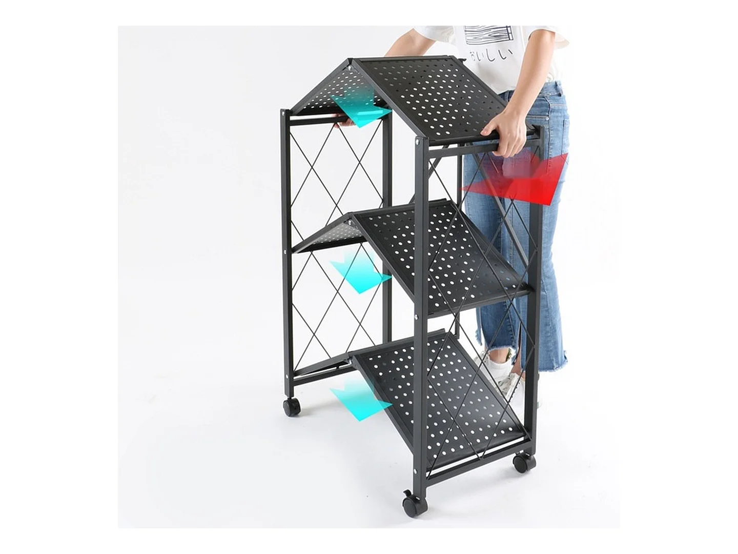 Regał Magazynowy FS005 | Czarny | Metalowy Składany | 72x34x163 cm