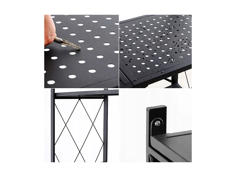 Regał Magazynowy FS005 | Czarny | Metalowy Składany | 72x34x163 cm