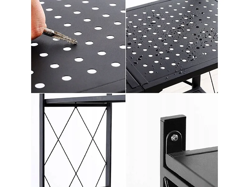 Regał Magazynowy FS005 | Czarny | Metalowy Składany | 72x34x163 cm