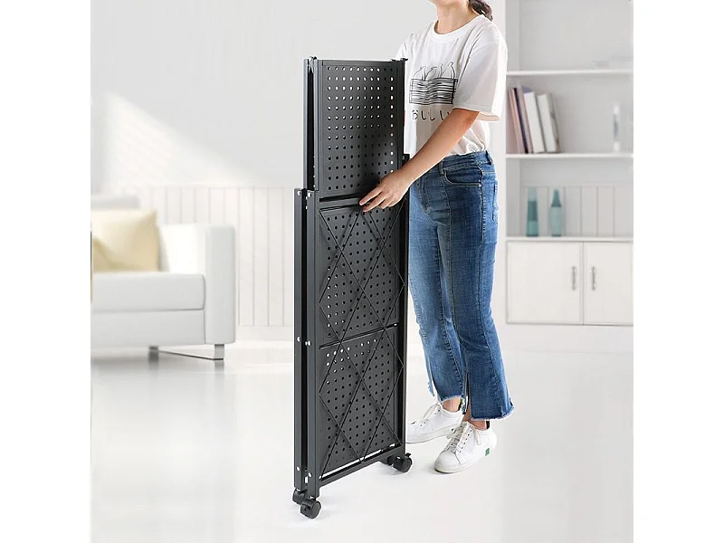 Regał Magazynowy FS005 | Czarny | Metalowy Składany | 72x34x163 cm