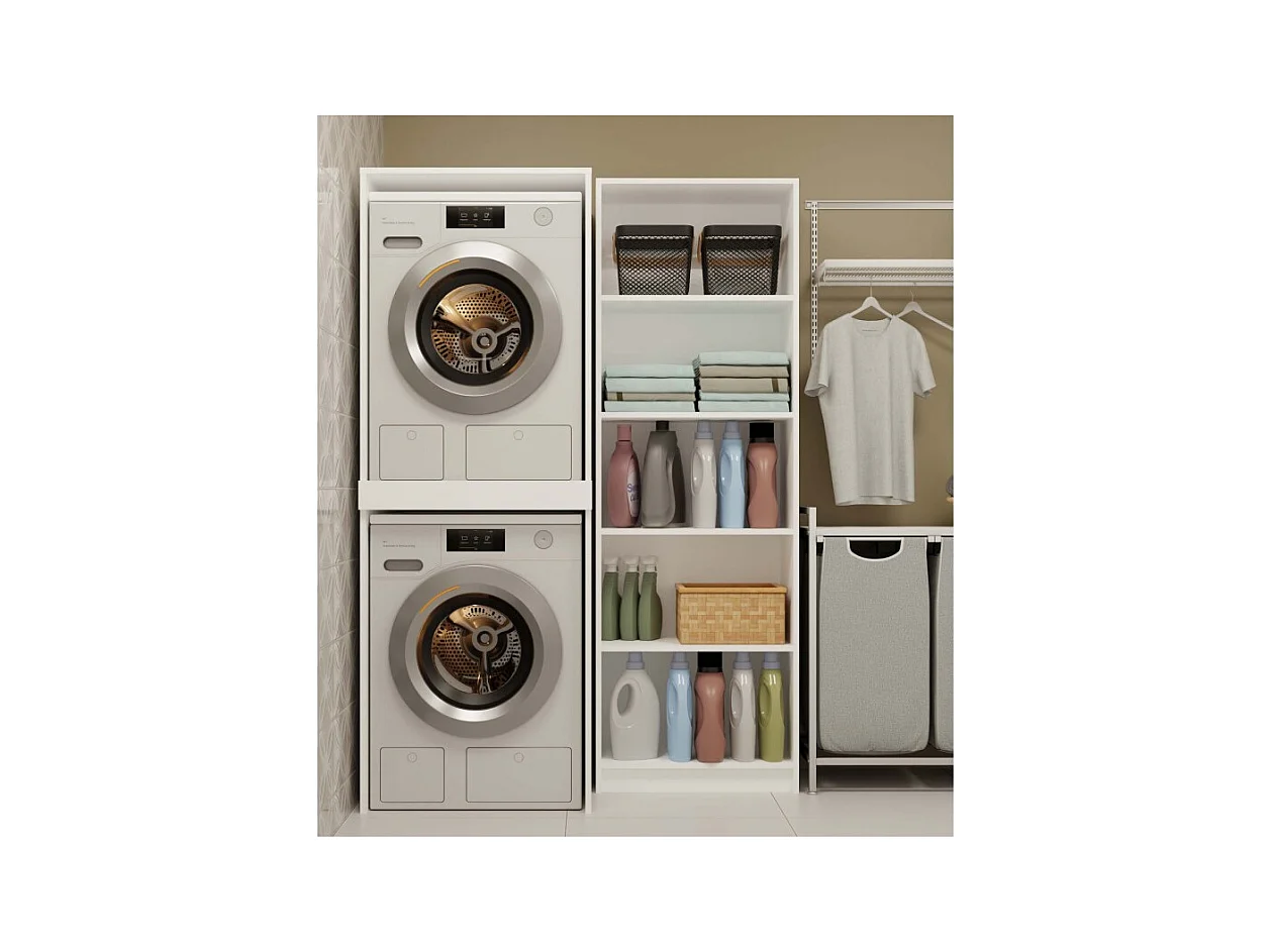 COMO - Mueble para lavadora y secadora - Mueble ahorraespacio - Blanco