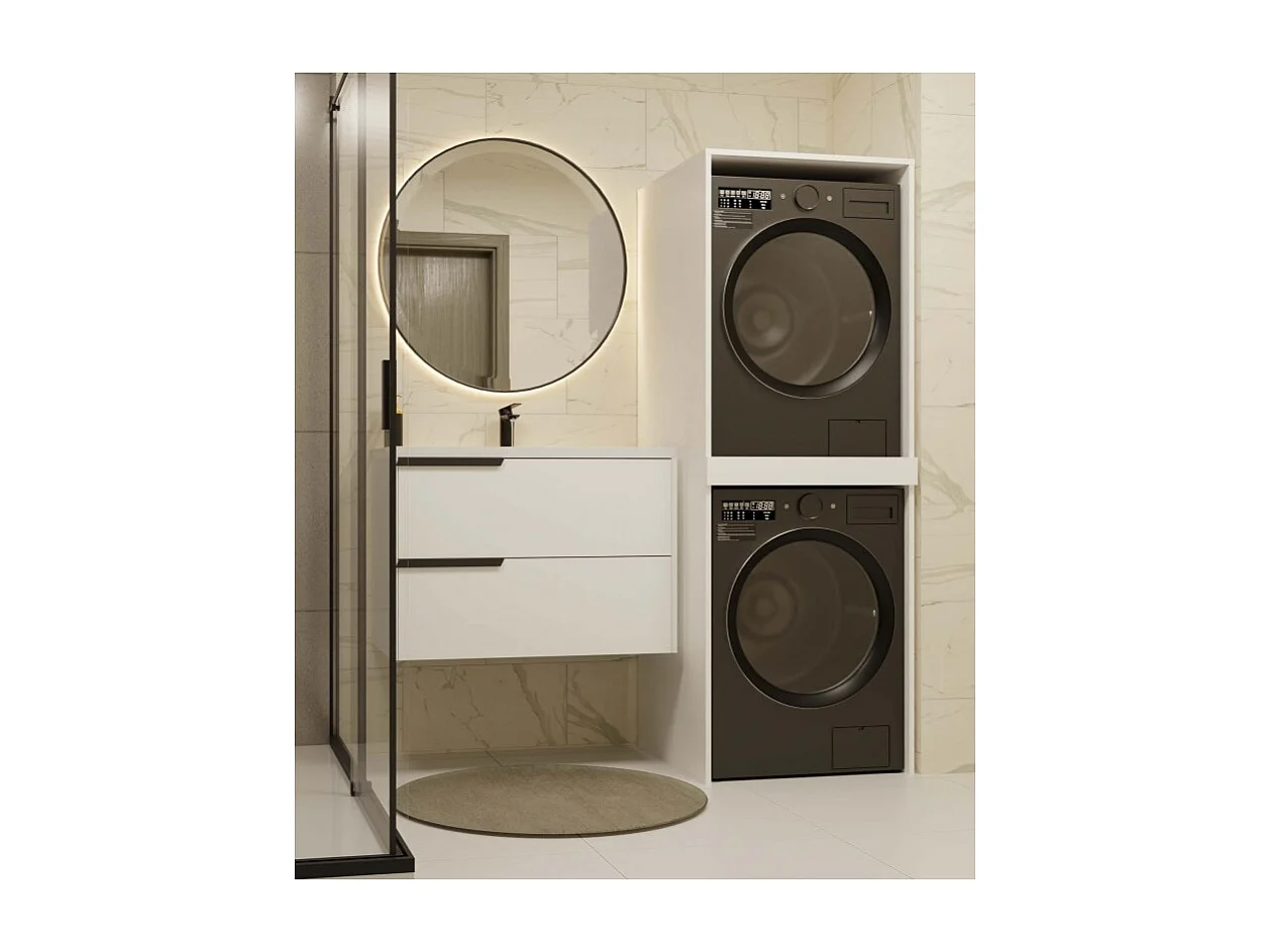 COMO - Mobile contenitore per lavatrice e asciugatrice - Mobile salvaspazio - Bianco