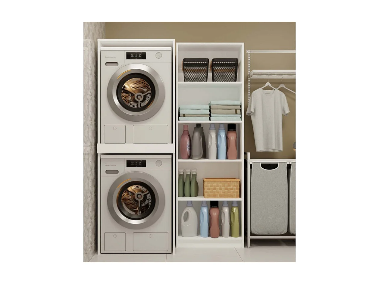 COMO - Mobile contenitore per lavatrice e asciugatrice - Mobile salvaspazio - Bianco