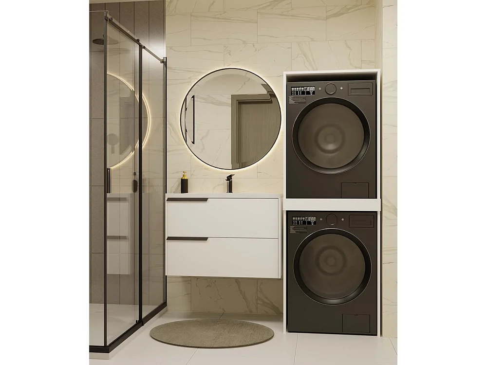 COMO - Mobile contenitore per lavatrice e asciugatrice - Mobile salvaspazio - Bianco