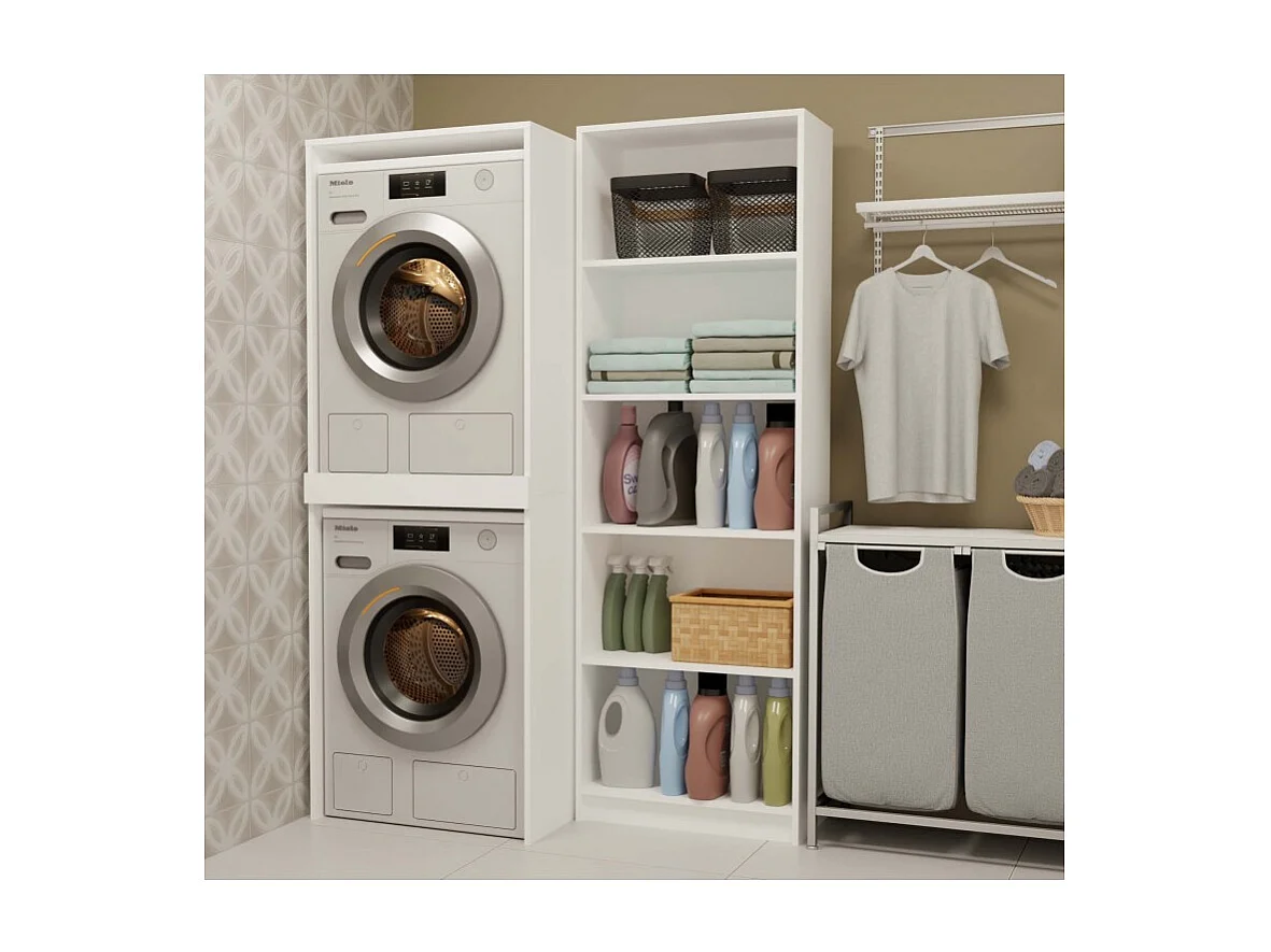 COMO - Mobile contenitore per lavatrice e asciugatrice - Mobile salvaspazio - Bianco
