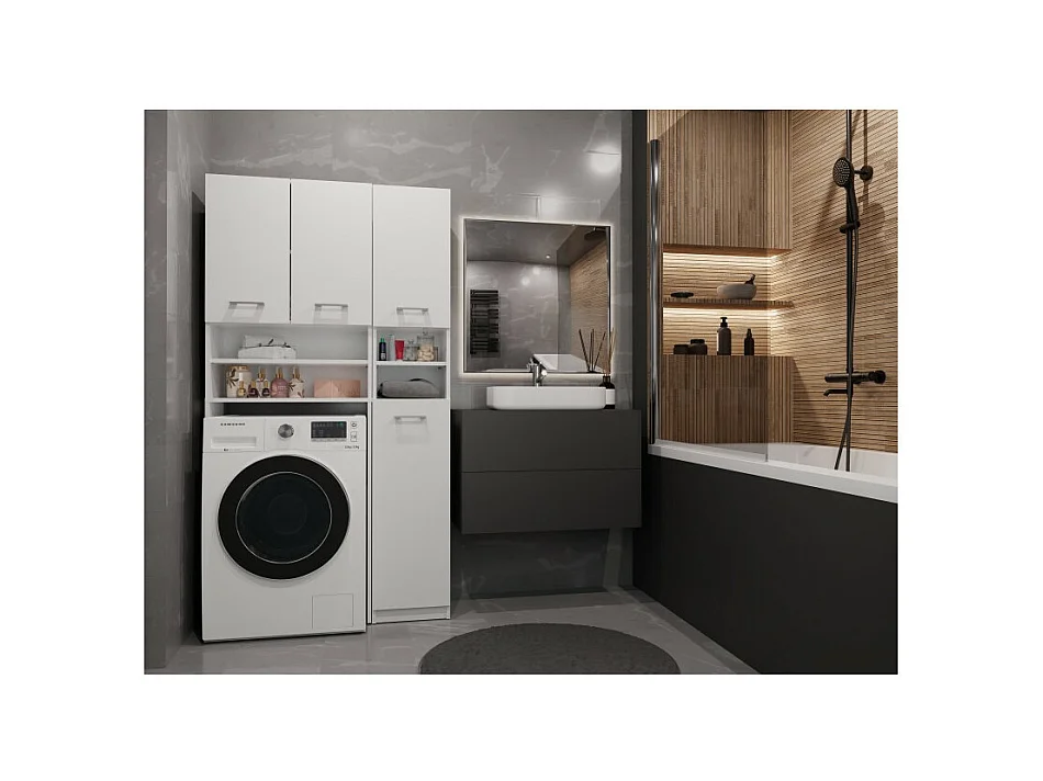 Zestaw Łazienkowy Marpol | Biały | 96x30x180cm | Słupek + Szafka