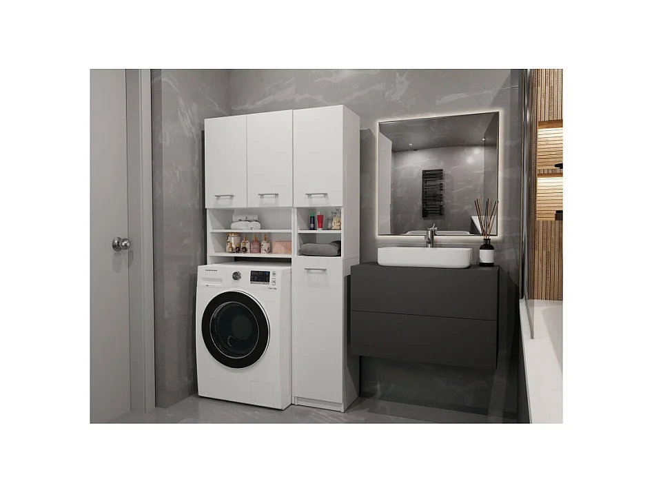 Zestaw Łazienkowy Marpol | Biały | 96x30x180cm | Słupek + Szafka