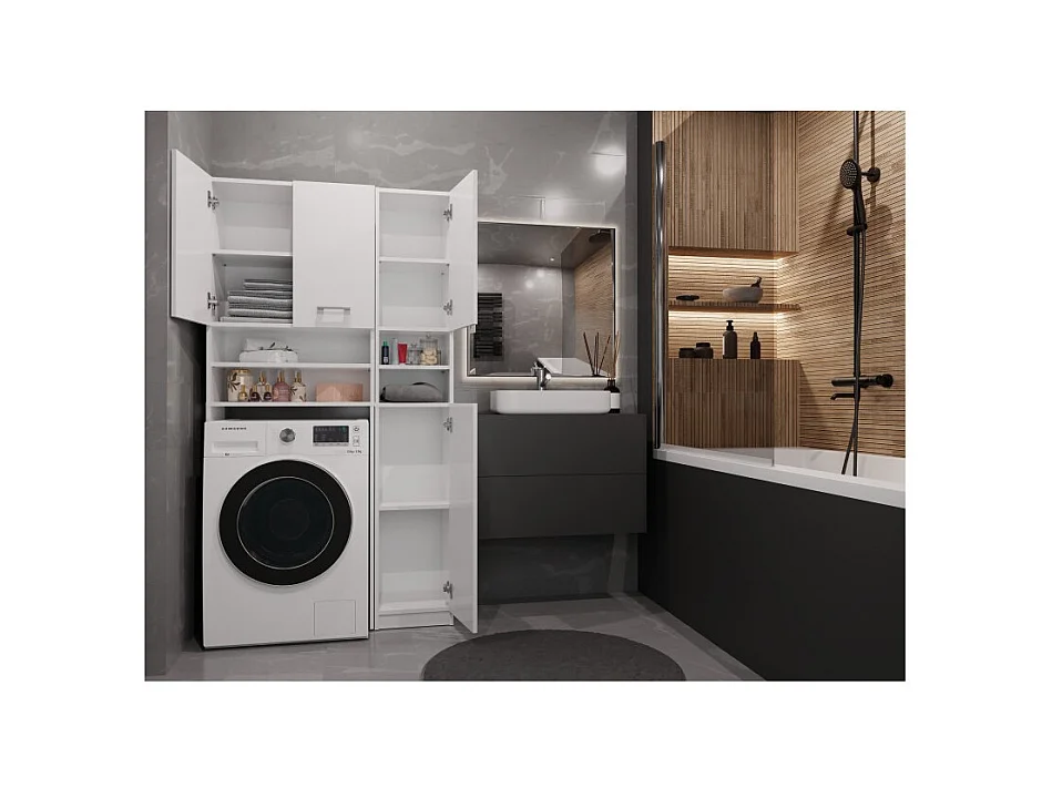 Zestaw Łazienkowy Marpol | Biały | 96x30x180cm | Słupek + Szafka