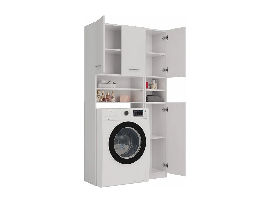 Zestaw Łazienkowy Marpol | Biały | 96x30x180cm | Słupek + Szafka