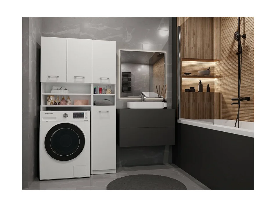 Zestaw Łazienkowy Marpol | Biały | 96x30x180cm | Słupek + Szafka