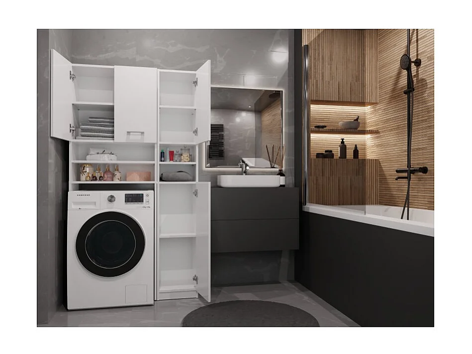 Zestaw Łazienkowy Marpol | Biały | 96x30x180cm | Słupek + Szafka