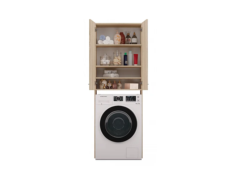 Szafka Łazienkowa POLA DD | Dąb Sonoma | 64x30x180 cm | Regał Nad Pralkę