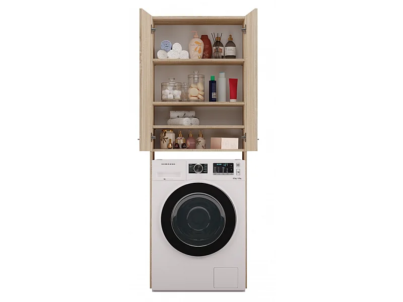 Szafka Łazienkowa POLA DD | Dąb Sonoma | 64x30x180 cm | Regał Nad Pralkę