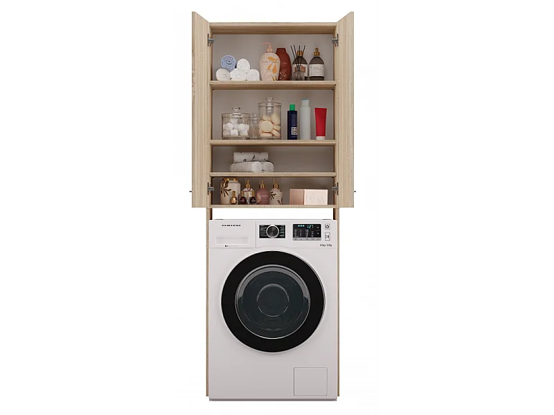 Szafka Łazienkowa POLA DD | Dąb Sonoma | 64x30x180 cm | Regał Nad Pralkę