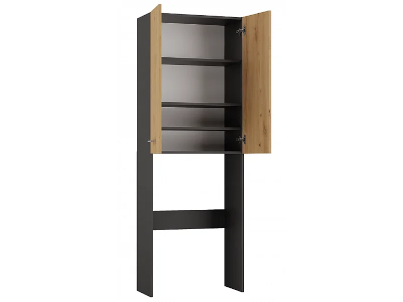 Szafka Łazienkowa POLA DD |  Antracyt/Dąb Artisan  | 64x30x180 cm | Regał Nad Pralkę