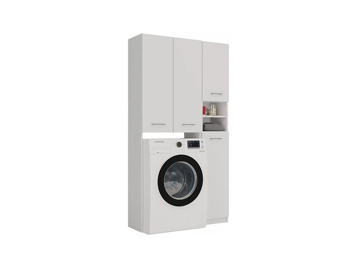 Zestaw Łazienkowy Marpol DD | Biały | 96x30x180 cm | Słupek i Szafka