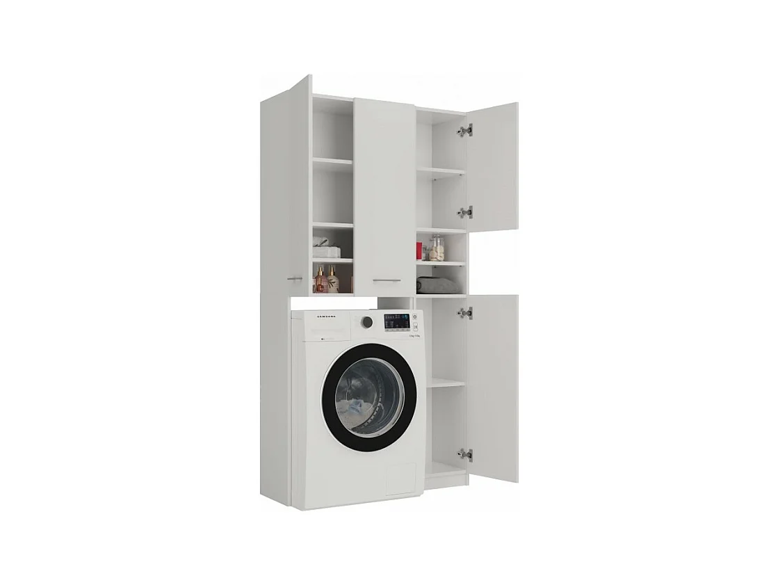 Zestaw Łazienkowy Marpol DD | Biały | 96x30x180 cm | Słupek i Szafka