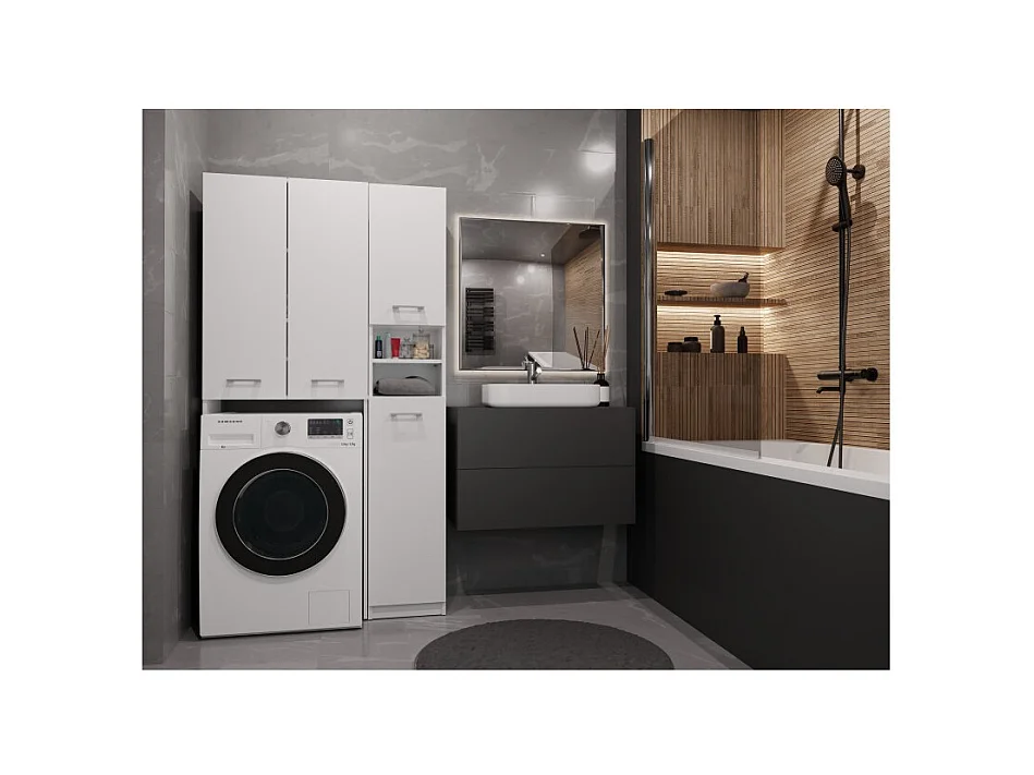 Zestaw Łazienkowy Marpol DD | Biały | 96x30x180 cm | Słupek i Szafka