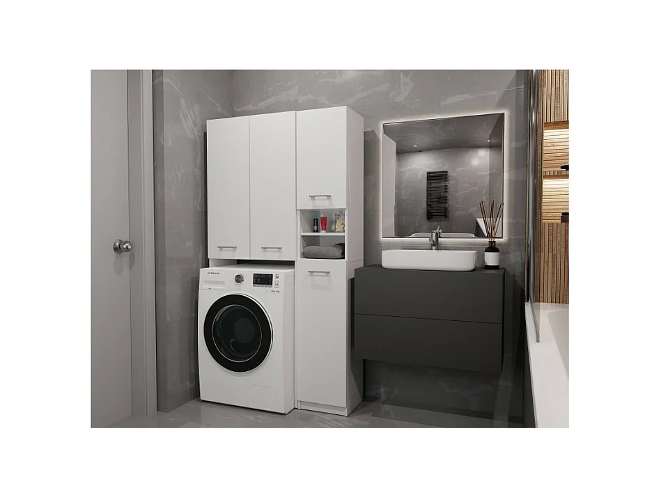 Zestaw Łazienkowy Marpol DD | Biały | 96x30x180 cm | Słupek i Szafka