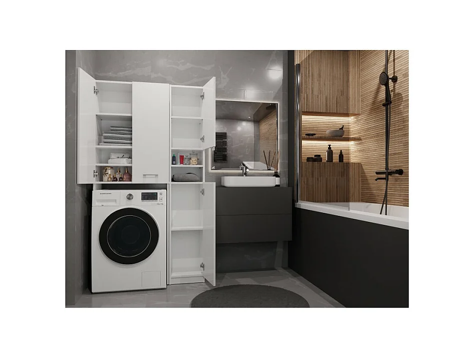 Zestaw Łazienkowy Marpol DD | Biały | 96x30x180 cm | Słupek i Szafka