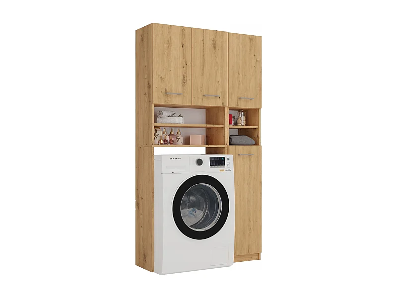 Zestaw Łazienkowy Marpol | Dąb Artisan  | 96x30x180cm | Słupek + Szafka