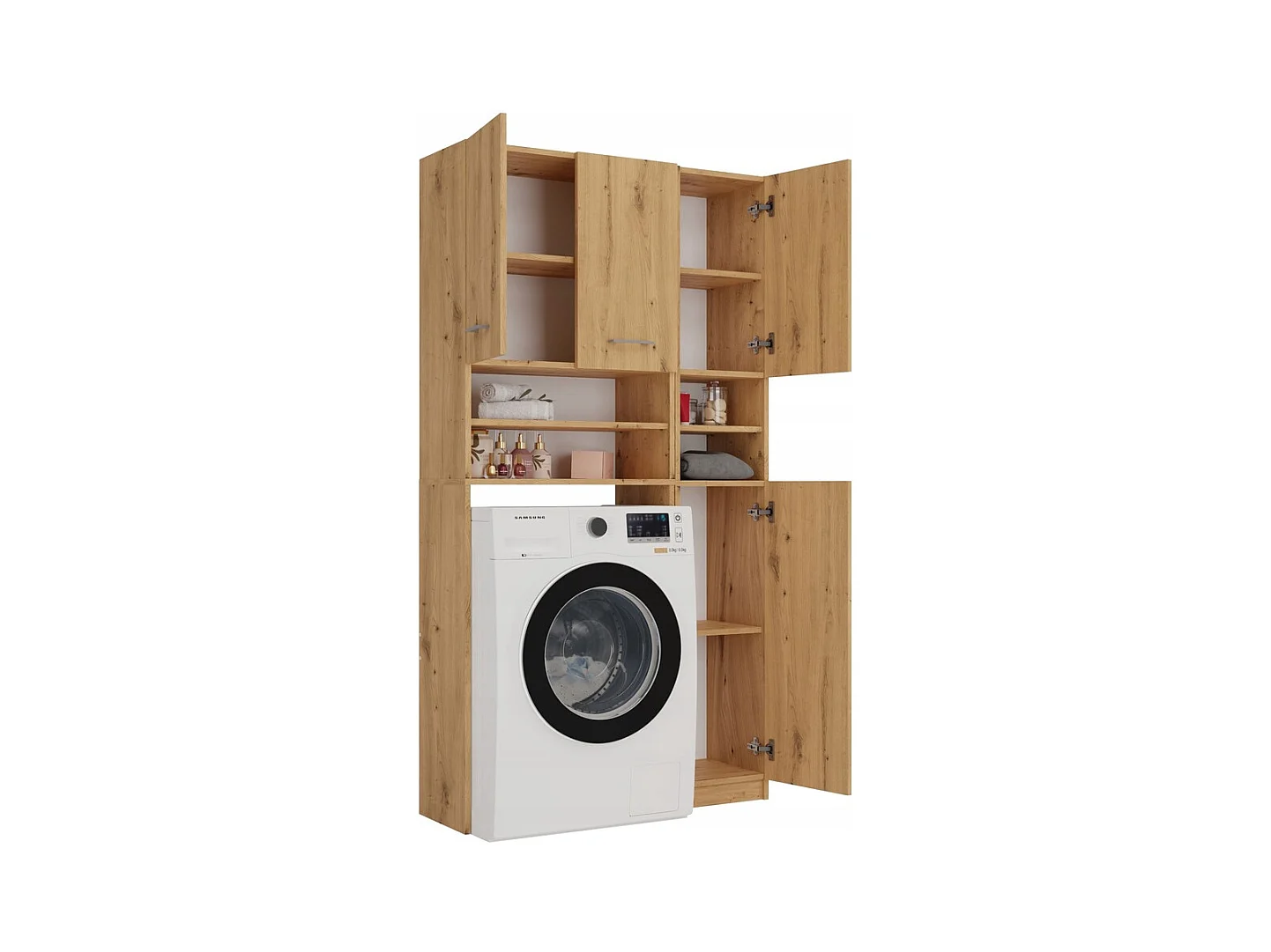 Zestaw Łazienkowy Marpol | Dąb Artisan  | 96x30x180cm | Słupek + Szafka