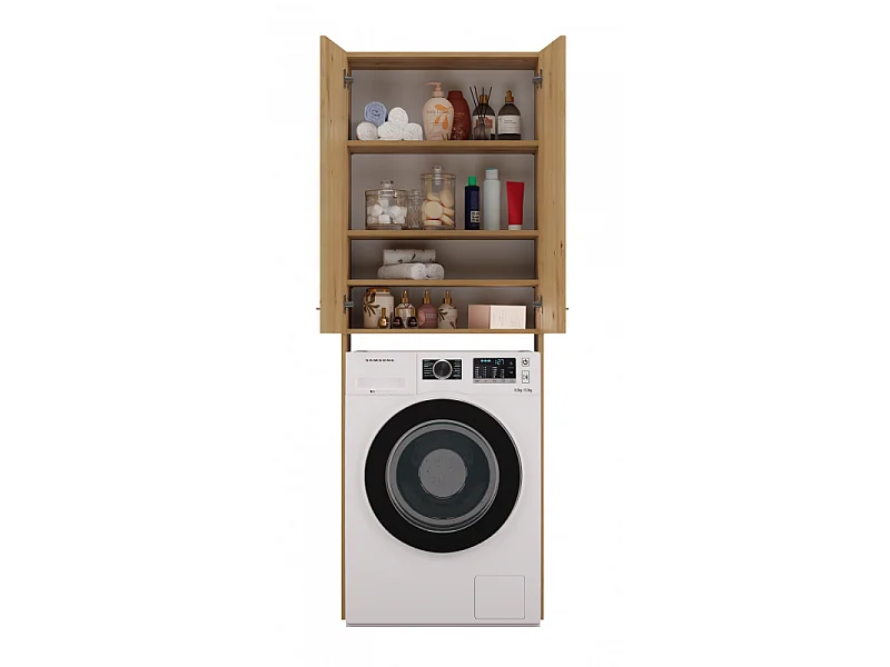 Szafka Łazienkowa POLA DD | Dąb Artisan | 64x30x180 cm | Regał Nad Pralkę