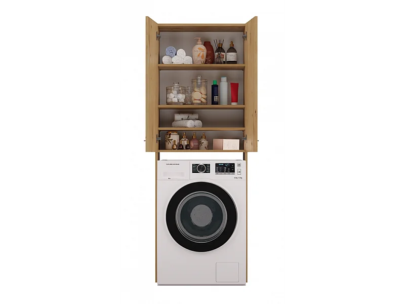 Szafka Łazienkowa POLA DD | Dąb Artisan | 64x30x180 cm | Regał Nad Pralkę