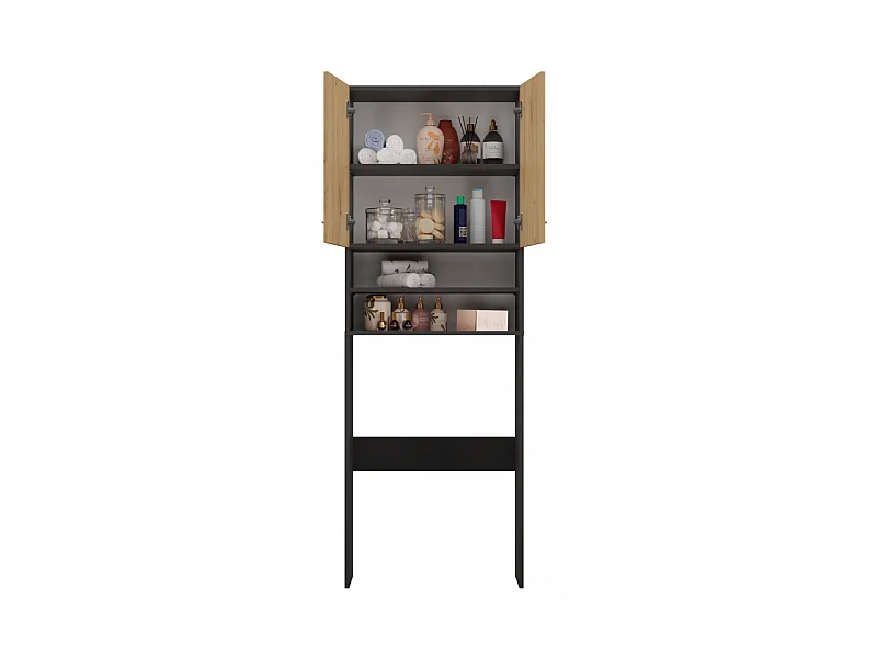 Szafka Pola DK |Antracyt/Dąb Artisan | 64x30x180 cm | Regał Łazienkowy nad Pralkę