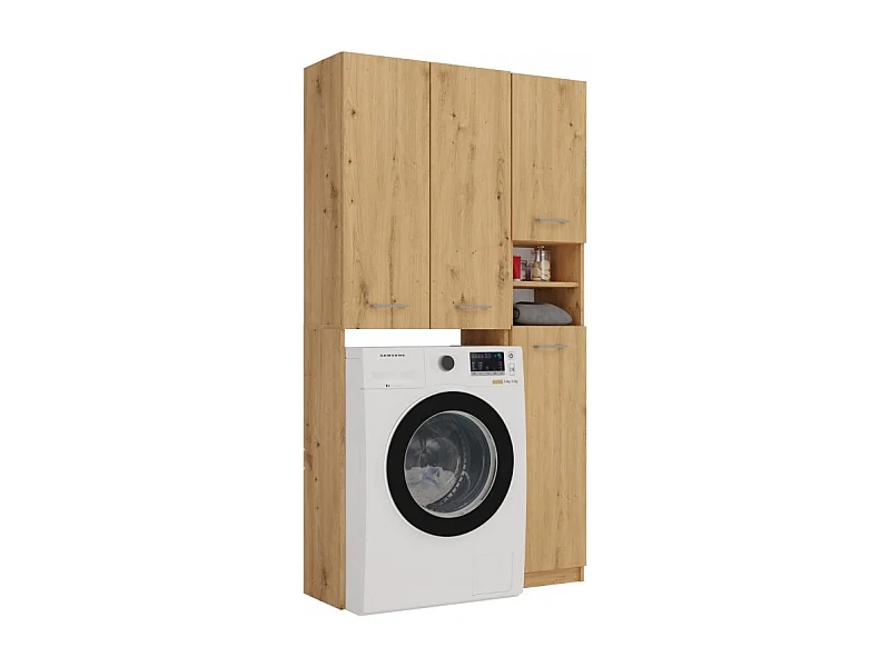 Zestaw Łazienkowy Marpol DD | Dąb Artisan  | 96x30x180 cm | Słupek i Szafka