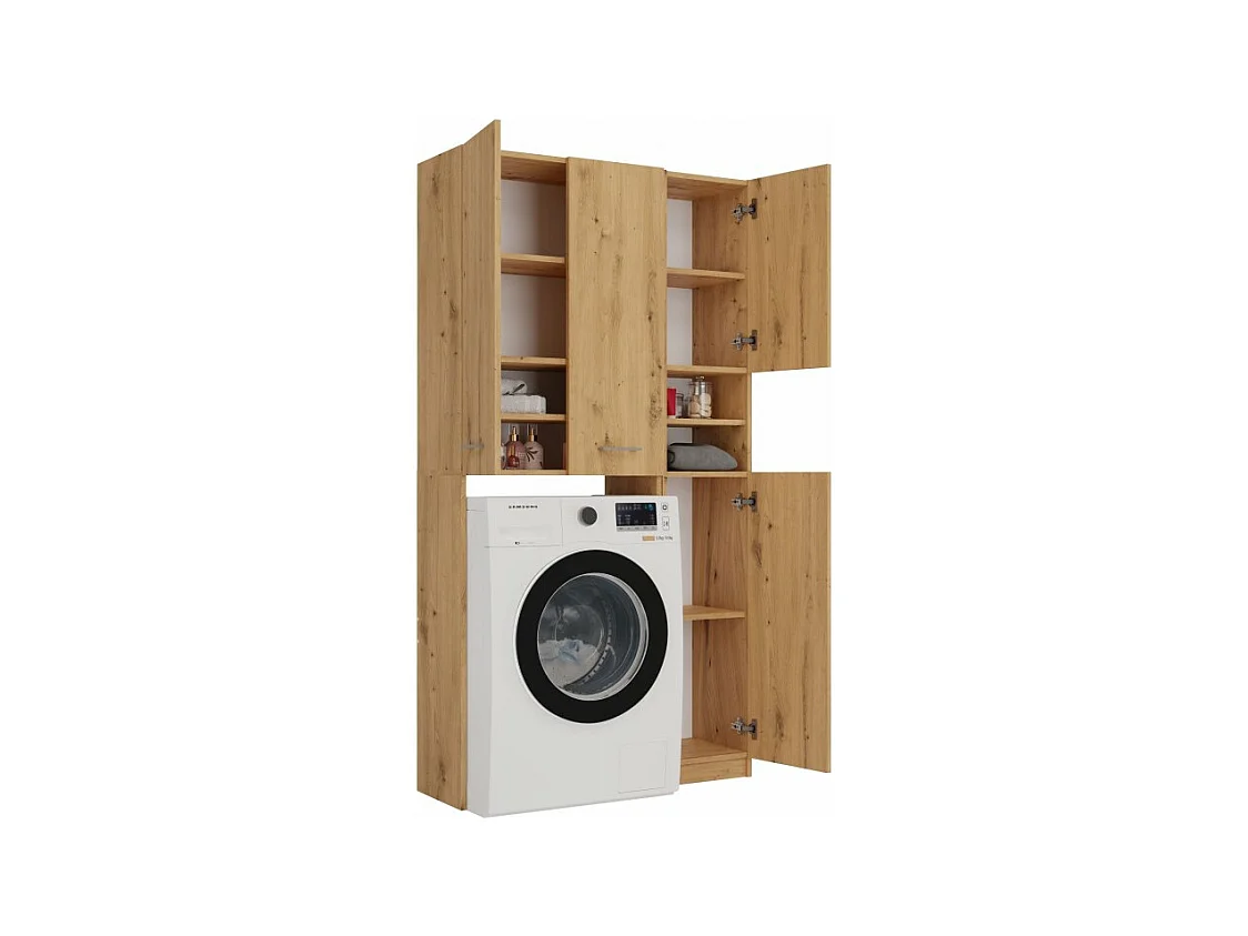 Zestaw Łazienkowy Marpol DD | Dąb Artisan  | 96x30x180 cm | Słupek i Szafka