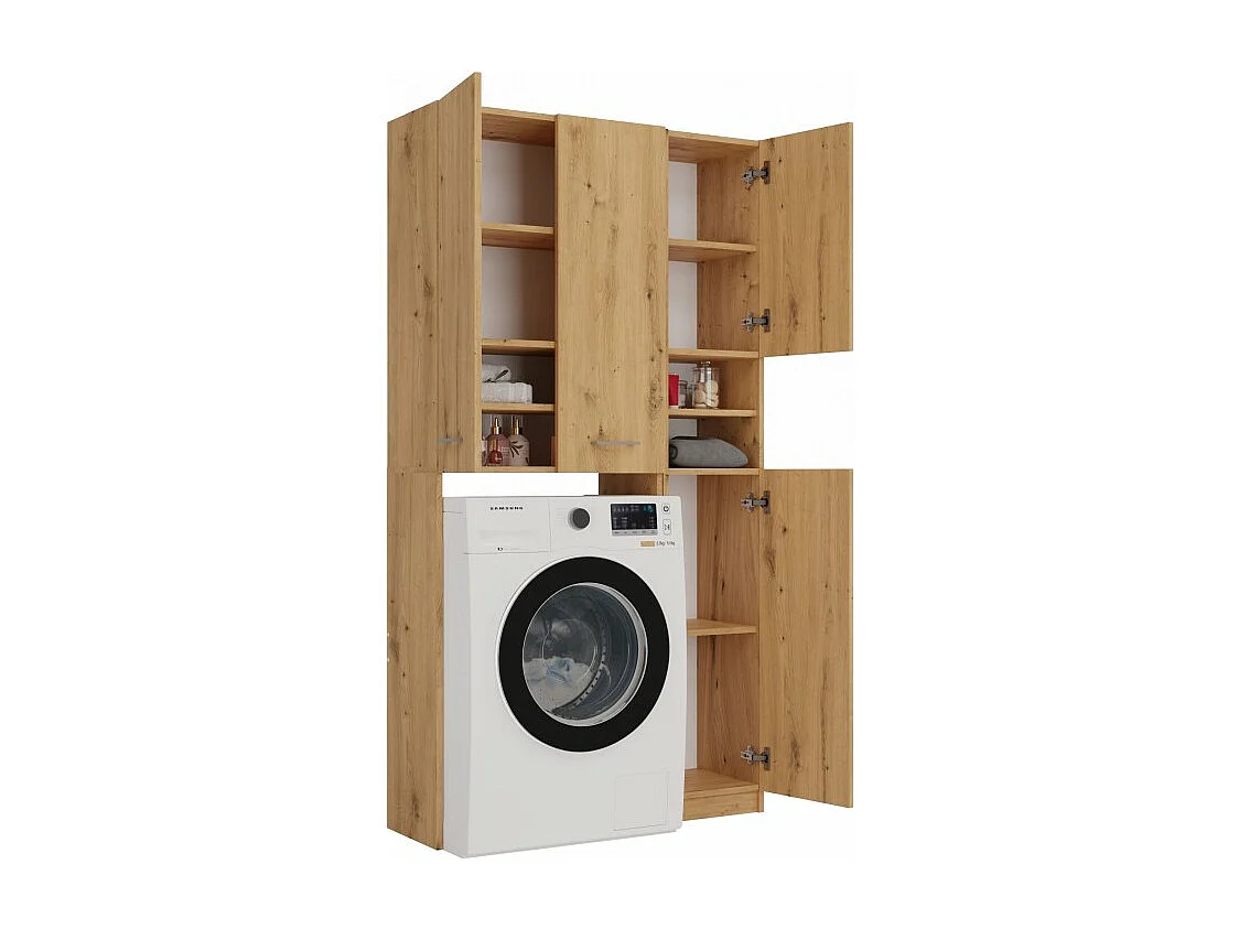 Zestaw Łazienkowy Marpol DD | Dąb Artisan  | 96x30x180 cm | Słupek i Szafka